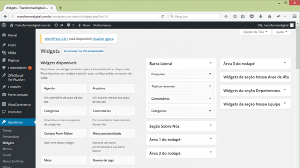 Painel de controle do WordPress